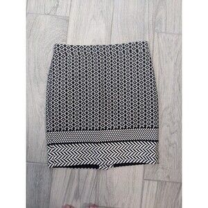 J.Crew Women's Skirt 6P Black White Geometric Lined Back Zip Straight Pencil 190